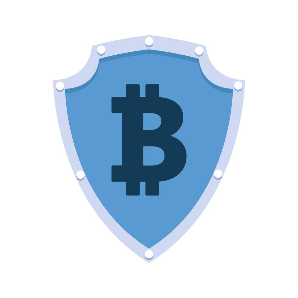 Bitcoin-Symbol in Schild-Cyber-Geld-Technologie-Ikonen vektor