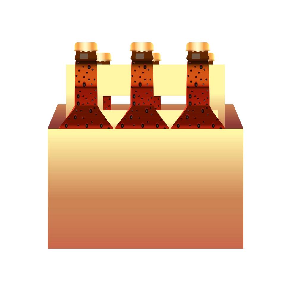 sex pack öl flaskor drycker ikon vektor