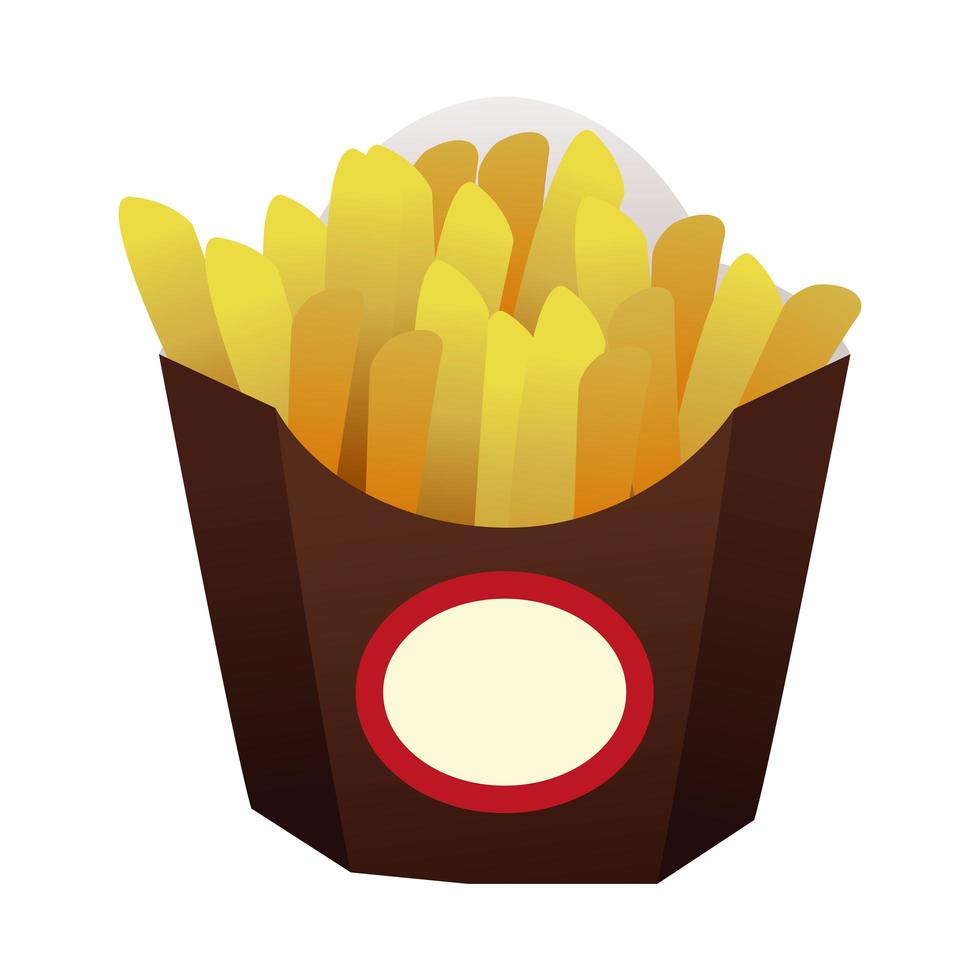 läckra pommes frites snabbmat ikon vektor