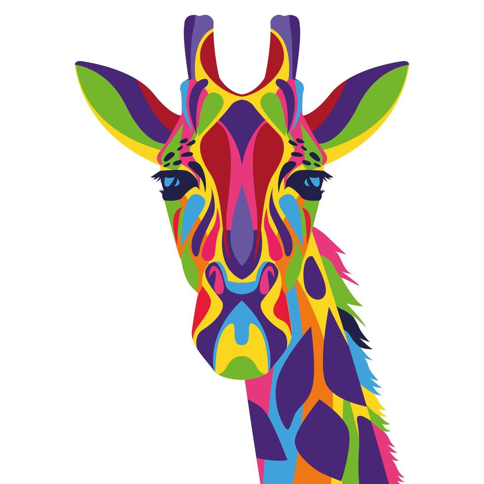 Giraffe wildes Leben Technicolor Ikone vektor