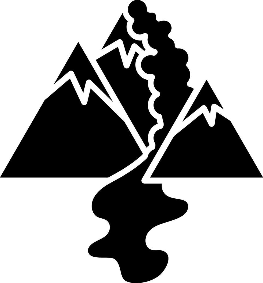 Vulkan Berg Symbol im schwarz und Weiß Farbe. vektor