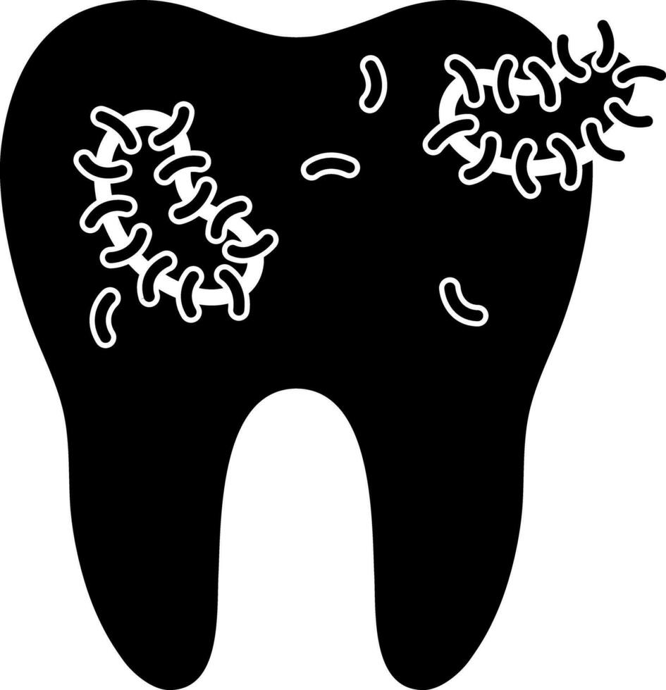 platt stil tand bakterie eller hålighet ikon. vektor