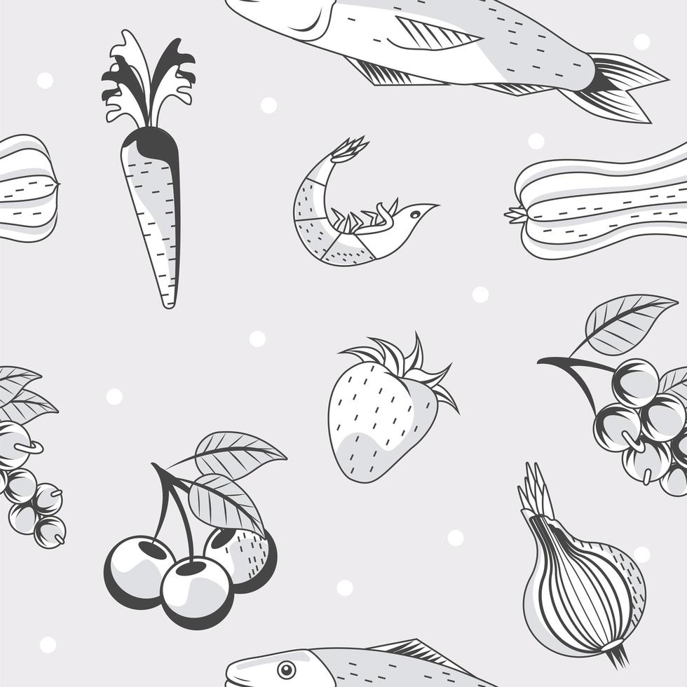 ekologiska livsmedel grå mönster vektor