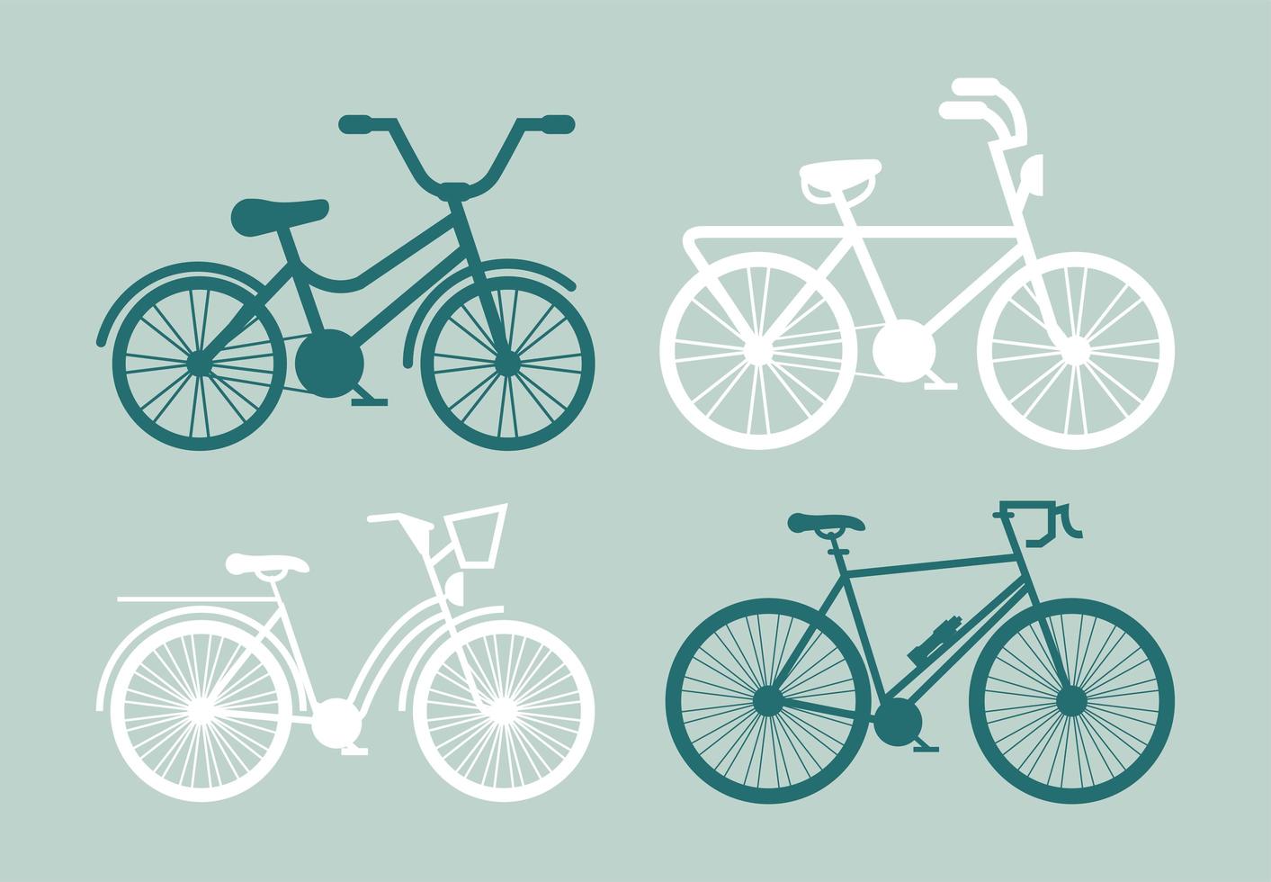 fyra cyklar silhuetter vektor