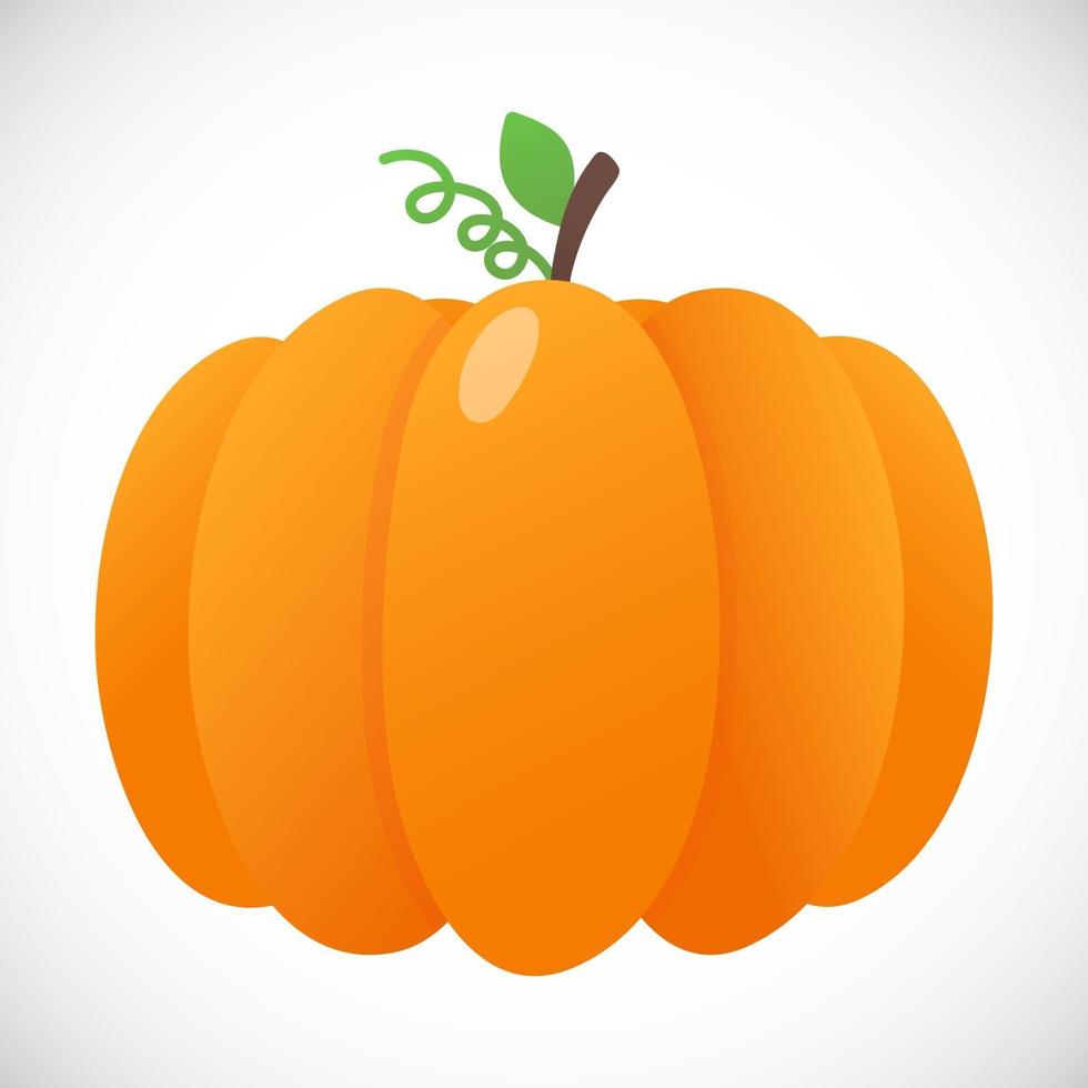 orange pumpa med blad och lutning färger platt stil design vektorillustration isolerad på vit bakgrund höst halloween tacksägelsedag pumpa grönsak grafisk ikon tecken fräsch och välsmakande vektor