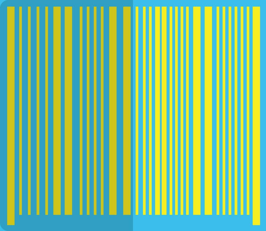 Blau und Gelb Bar Code im eben Stil. vektor
