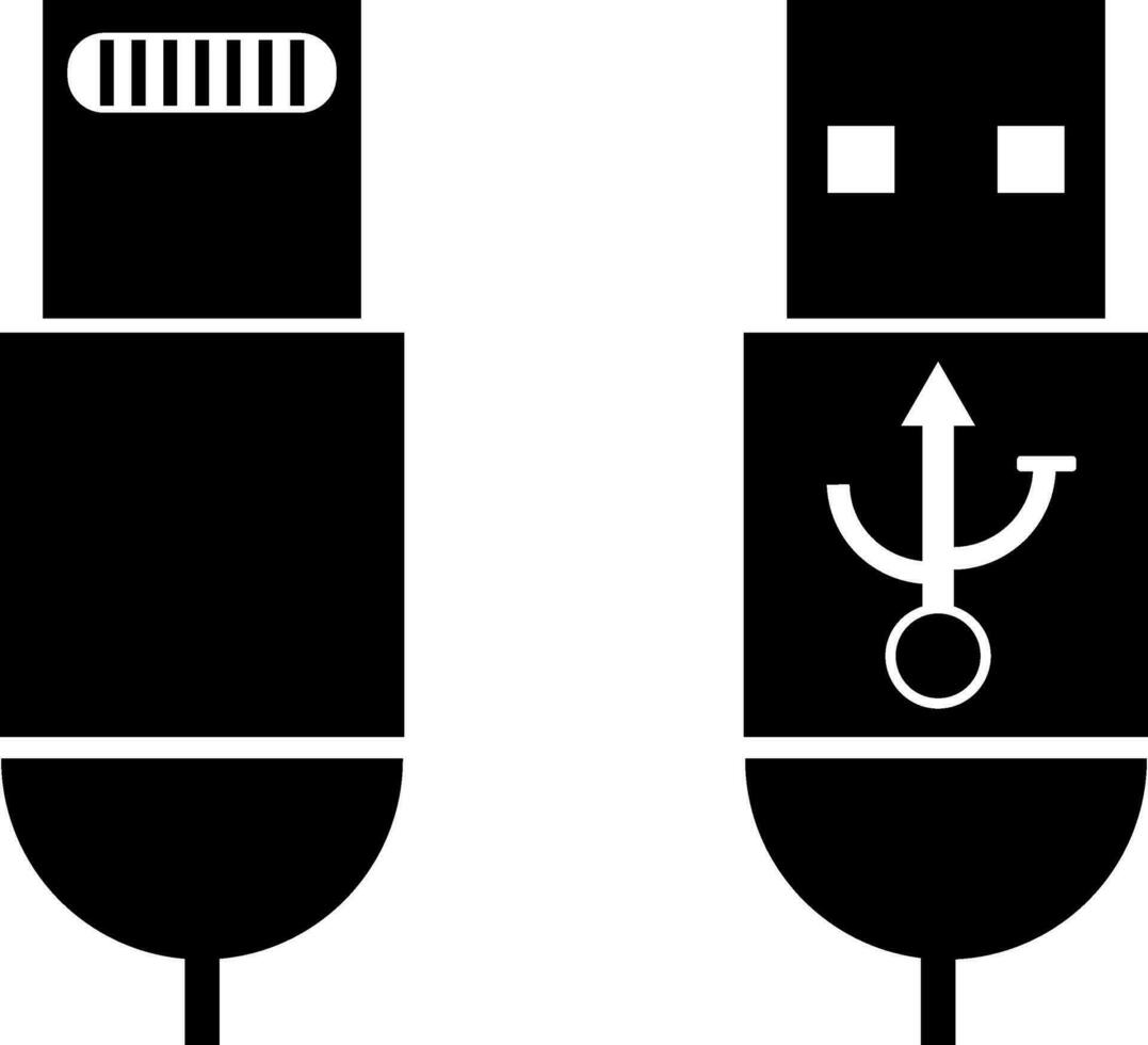 USB Kabel im schwarz und Weiß Farbe. vektor