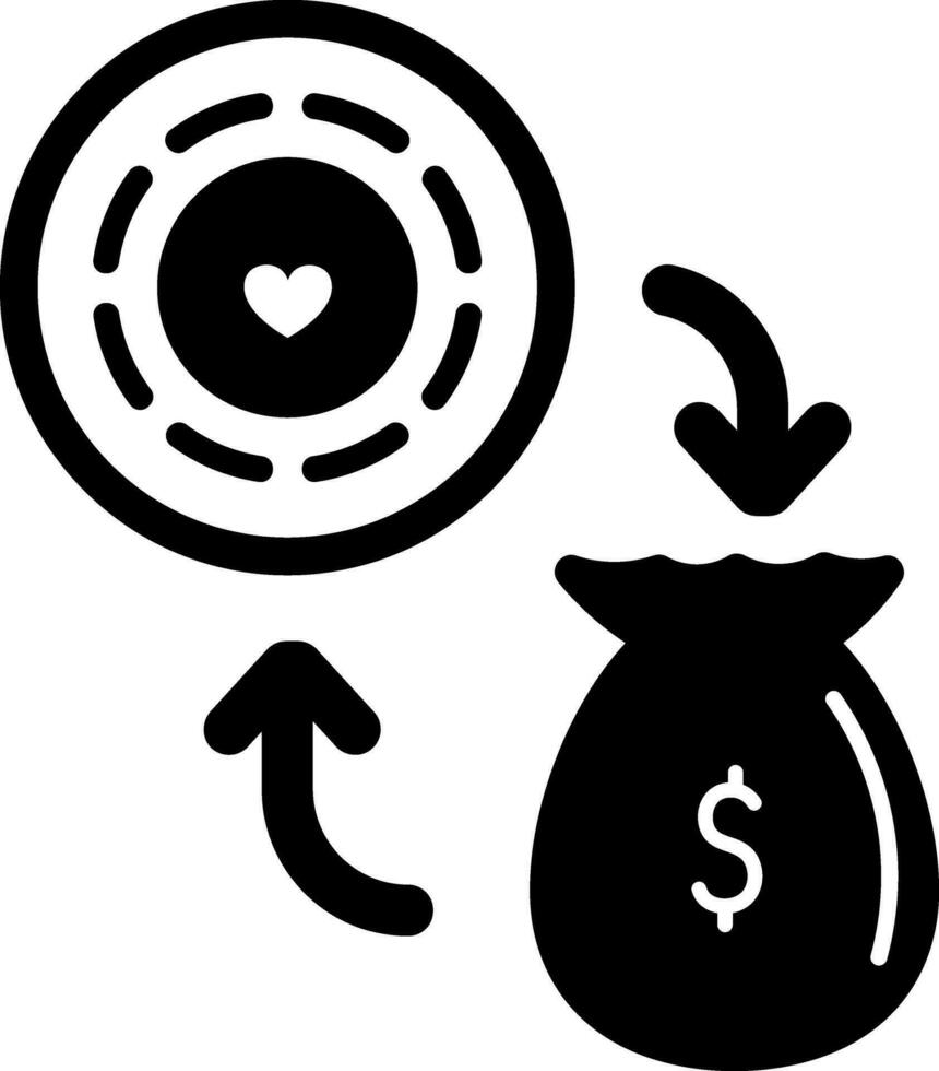 Vektor Illustration von Kasino Geld Austausch Glyphe Symbol.