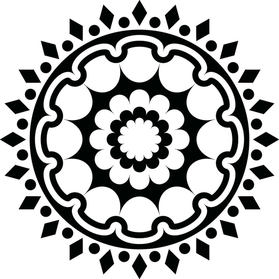 svart och vit cirkulär blommig design mönster. vektor