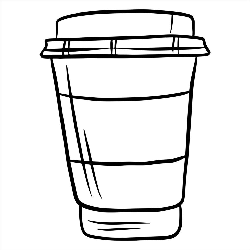 Kaffee in einem Glas Kaffee in einer Plastikbecher Kaffee nach Cartoon-Art vektor
