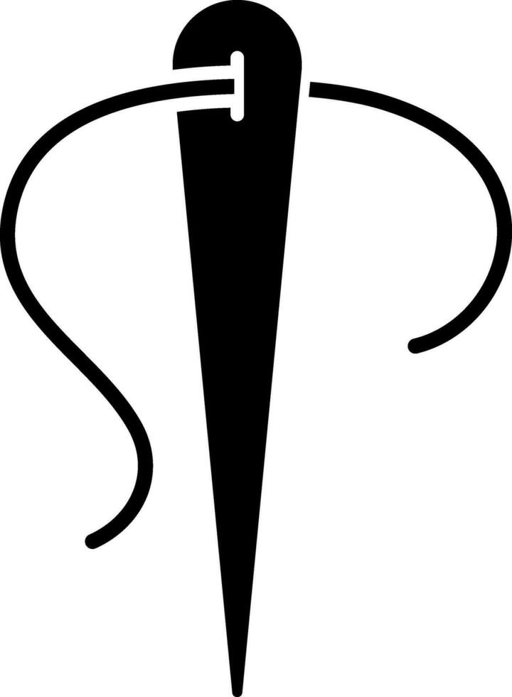 Nähen Nadel Glyphe Symbol oder Symbol. vektor