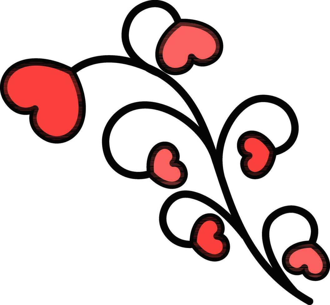 rot und schwarz Herz Blumen- Design Muster auf Weiß Hintergrund. vektor