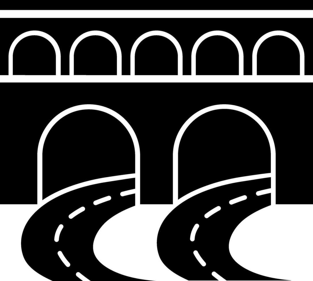 bro väg tunnel ikon i svart och vit Färg. vektor
