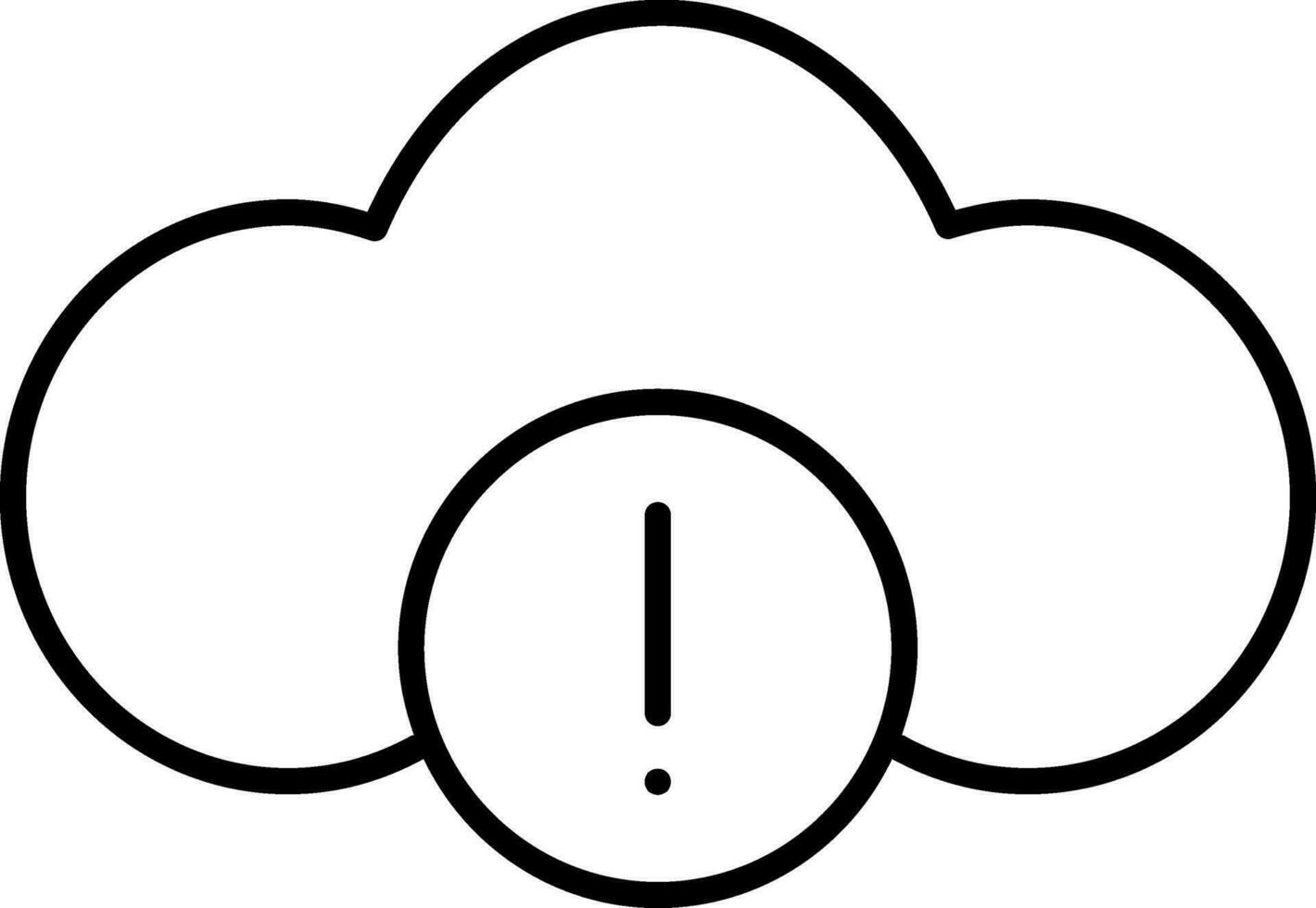 svart översikt varning moln ikon på vit bakgrund. vektor