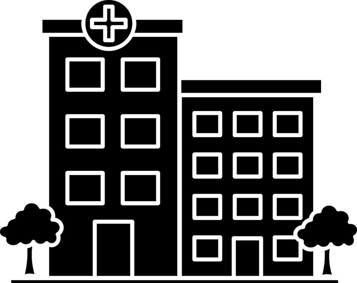 Illustration von Krankenhaus Gebäude Symbol im schwarz und Weiß Farbe. vektor