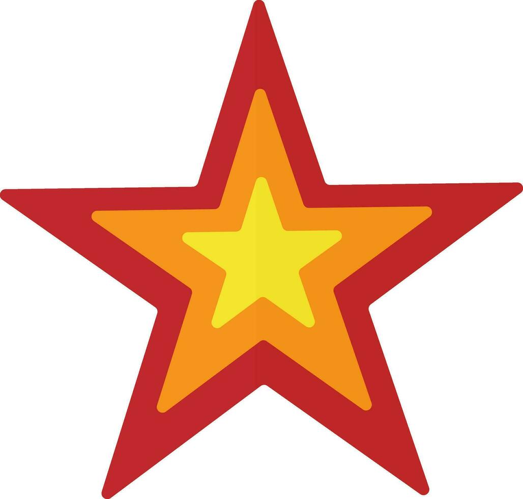 platt stil stjärna i röd och gul Färg. vektor