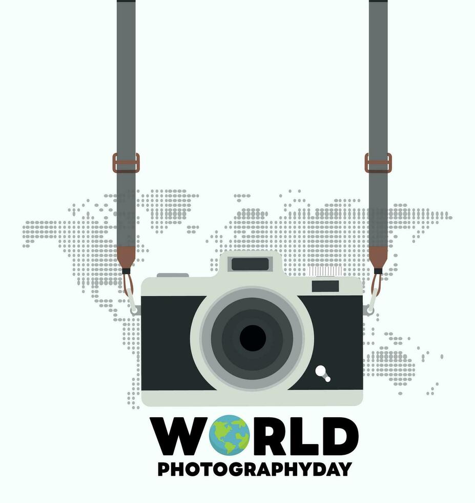 hängande kamera med värld fotografi dag vektor