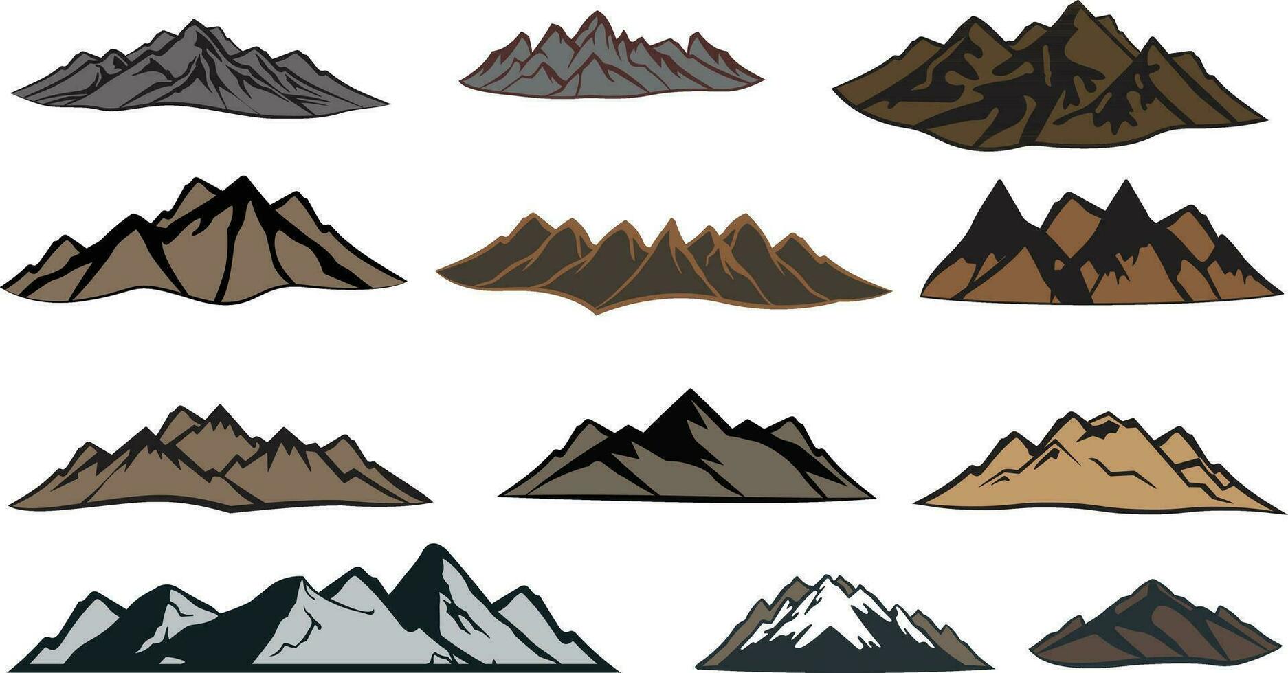 uppsättning av bergen former isolerat på vit bakgrund. vektor illustration.