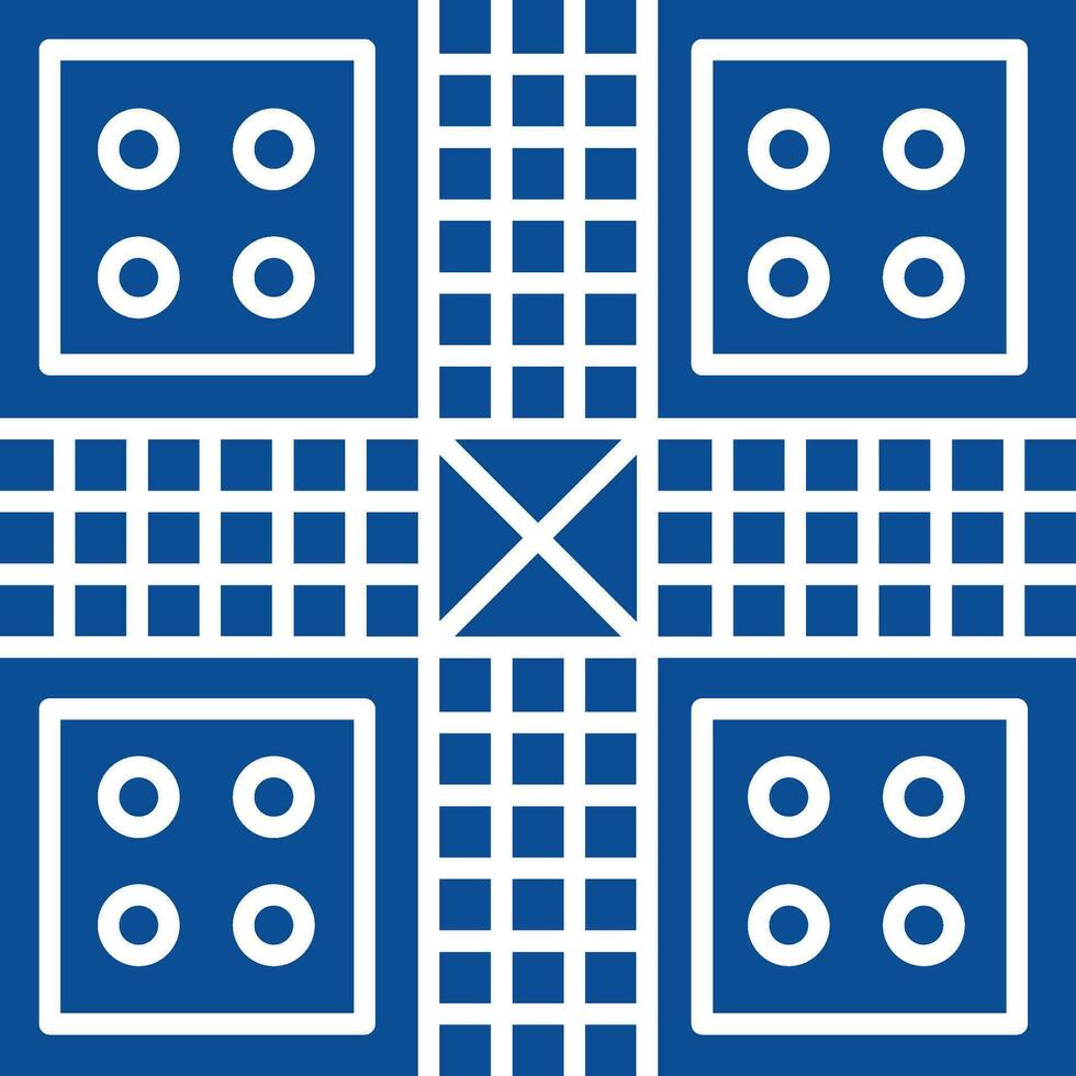 Ludo Symbol im Blau und Weiß Farbe. vektor