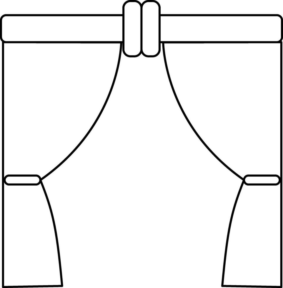 Schlaganfall Stil von Vorhang Symbol mit Stange im isoliert. vektor