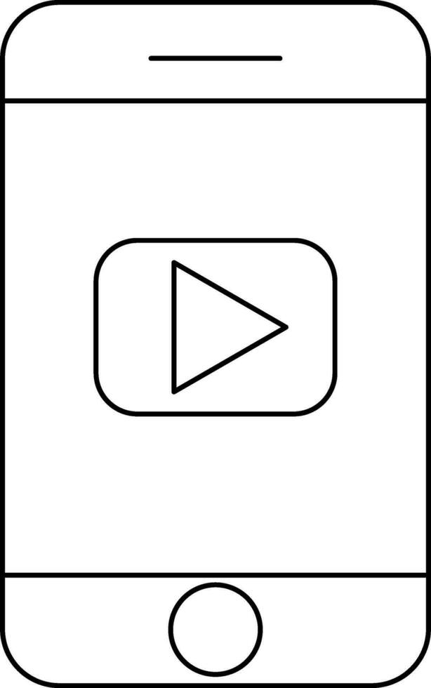 video spela i smartphone ikon i svart översikt. vektor