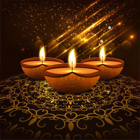 Glad diwali diya oljelampa festival bakgrunds illustration vektor