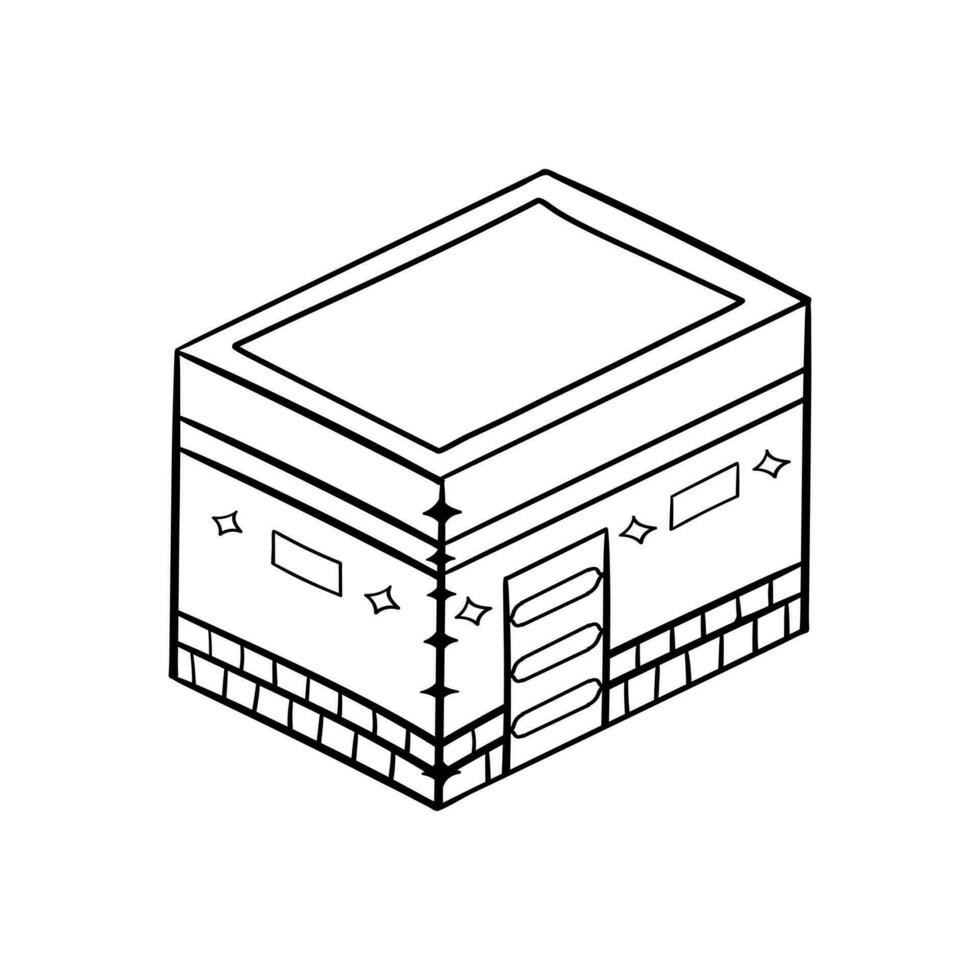 hand dragen islamic helig dag ClipArt. klotter symbol av islam - kaaba. isolerat på vit bakgrund. vektor