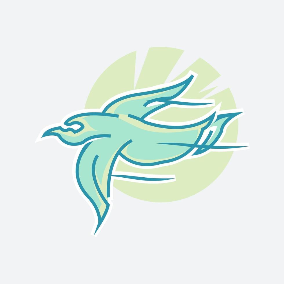 Vogel Logo Charakter flache Linie Stil für Emoji Symbol Aufkleber Logo Pin Patch Abzeichen Vektor-Illustration vektor