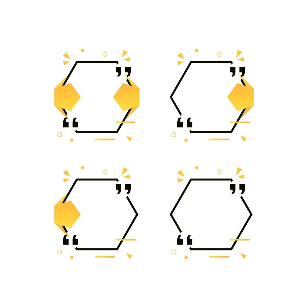 Satz von Polygon zitiert Rahmenvorlagentext mit geometrischen Stildekorationen von Memphis vektor