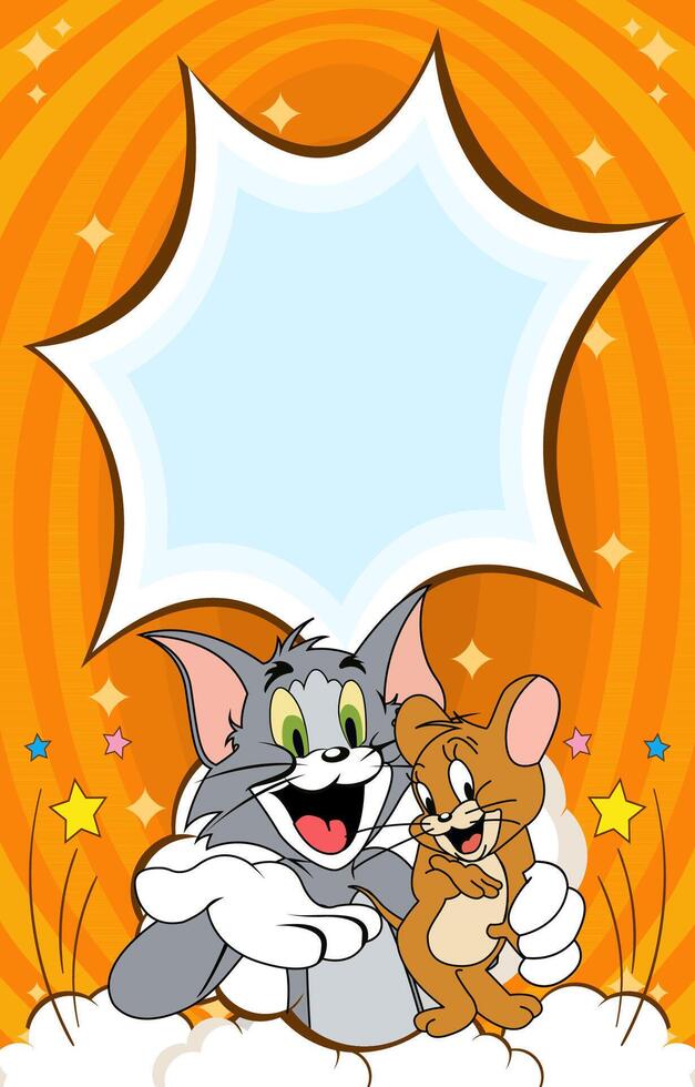 Maus und Katze Charakter zusammen im komisch Hintergrund vektor