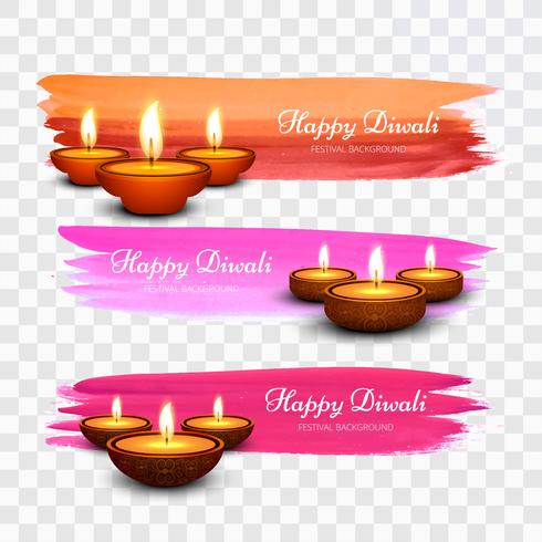 Dekorativa Happy Diwali festival vattenfärg måla bakgrund vektor