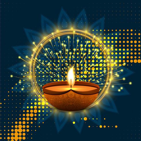 Glückliche diwali diya Öllampen-Festivalhintergrundillustration vektor