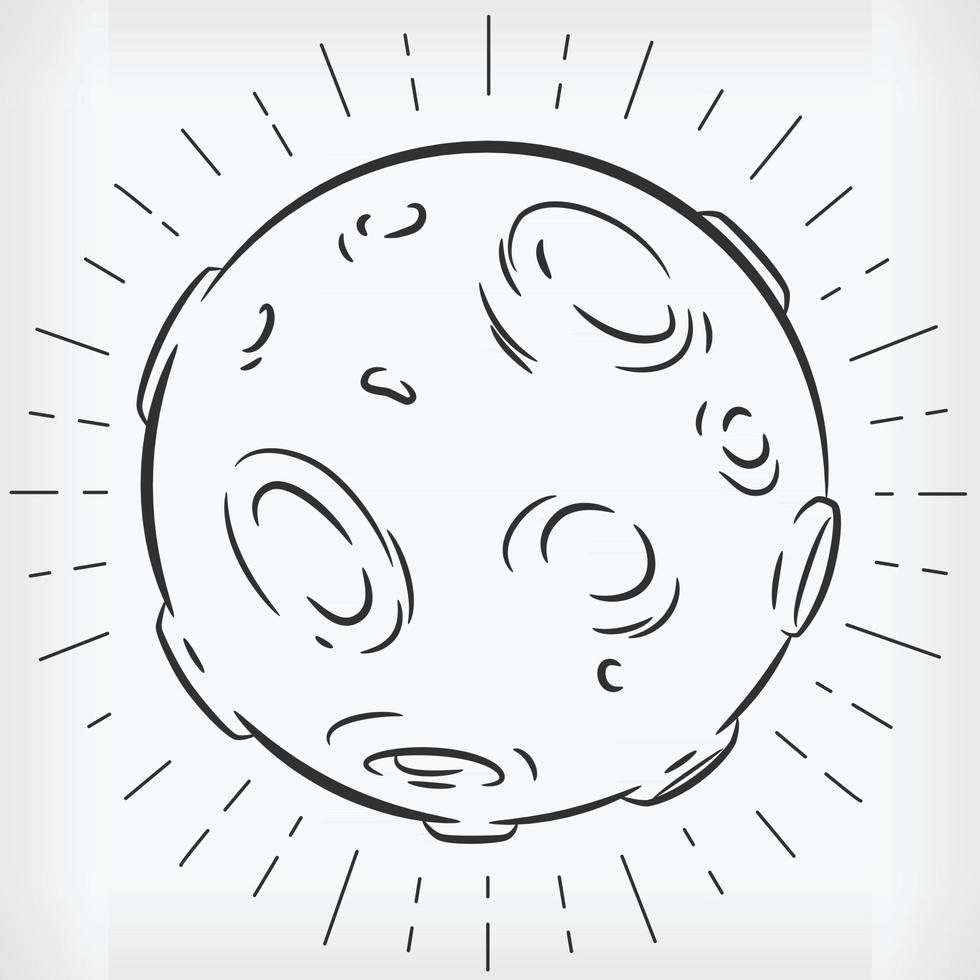 doodle full moon handritad skiss vektorillustration clipart vektor