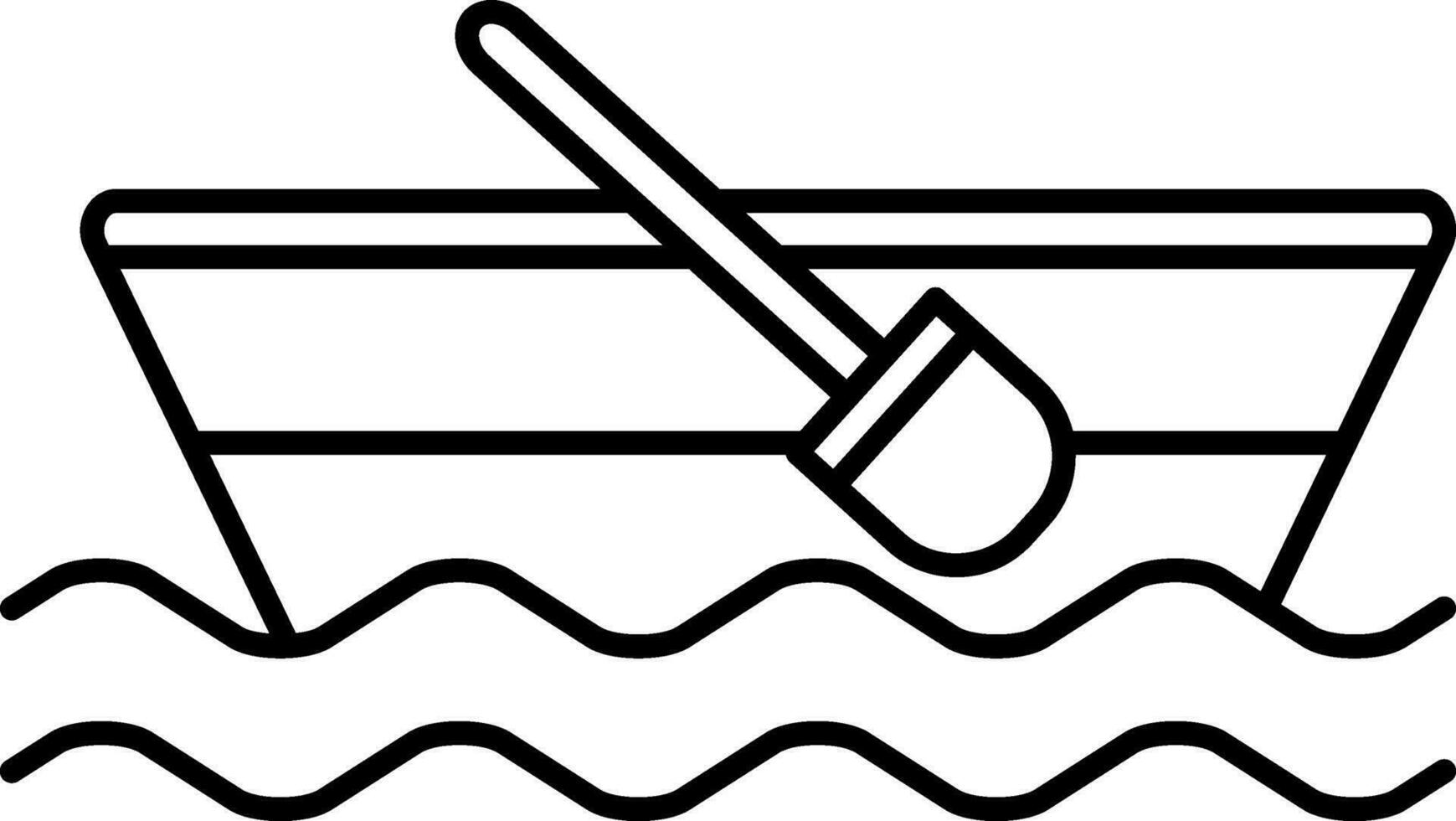 båt med paddla ikon i svart linje konst. vektor