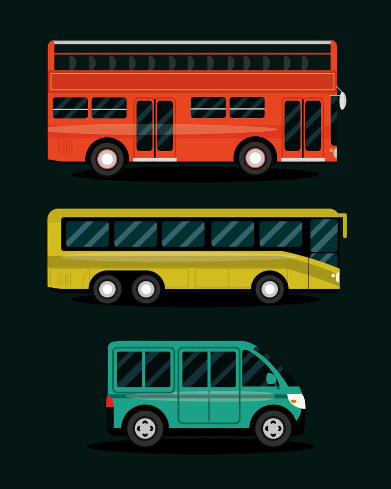 Busfahrzeuge befördern Fahrgäste und den öffentlichen Dienst vektor