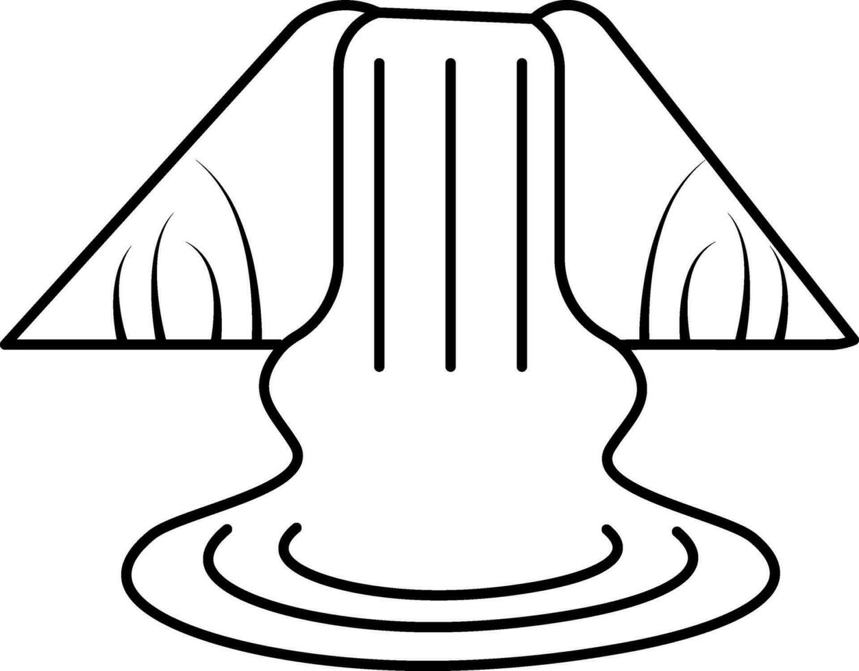 Wasserfall mit Berg Symbol im dünn Linie Kunst. vektor