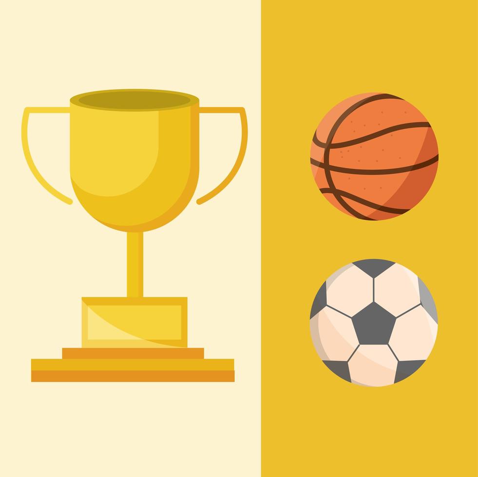 Sport Trophäe Fußball Basketball Bälle Ausrüstung vektor