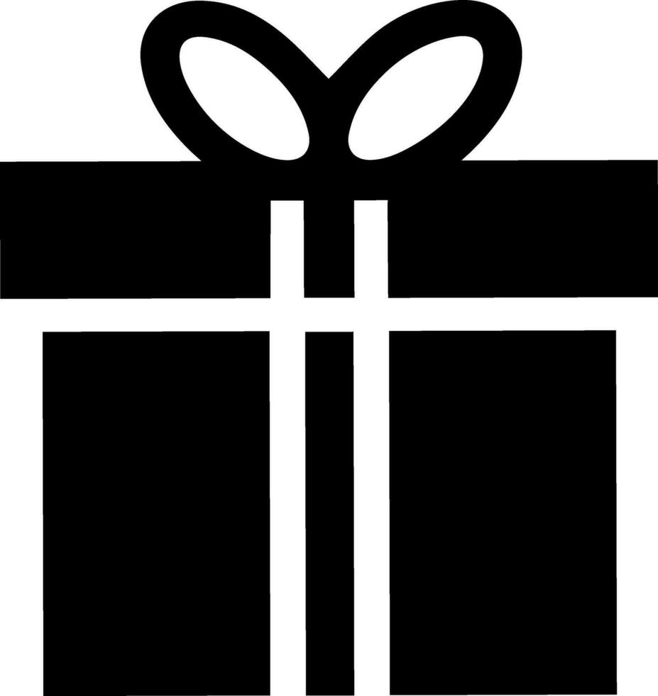 eben Stil Symbol von Geschenk Box mit Band Bogen. vektor