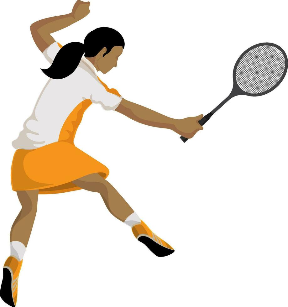 weiblich Badminton Spieler Charakter. vektor
