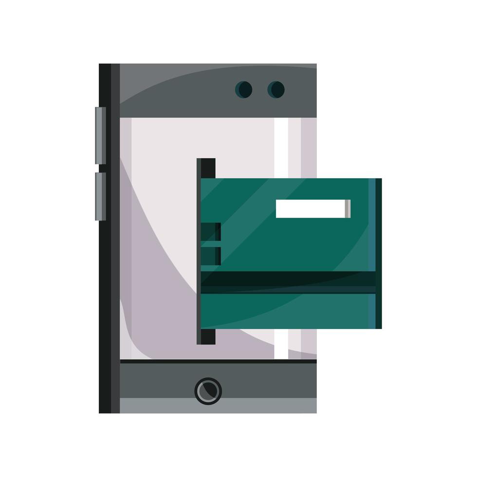 Zahlungen Online-Smartphone Bank Kreditkarte flache Symbol Schatten einfügen vektor