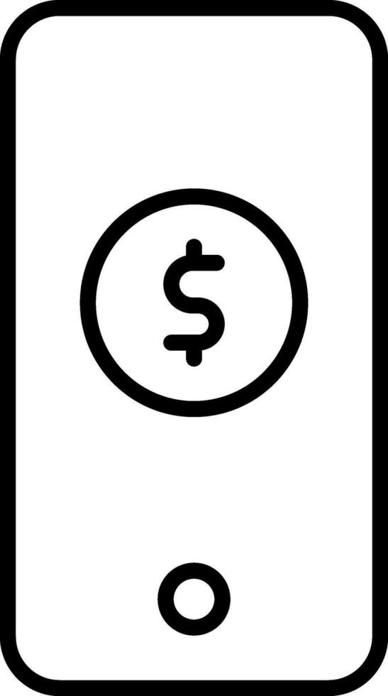 mobil pengar betala ikon i tunn linje konst. vektor