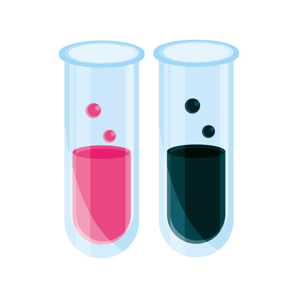 Chemie Reagenzgläser Laborversorgung Studie Schulbildung isoliert Ikone vektor