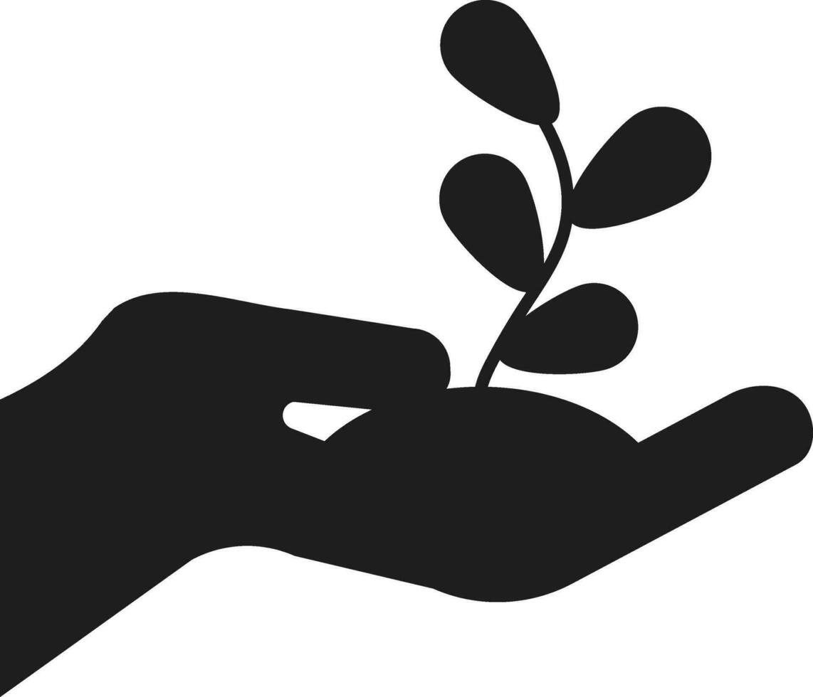 hand innehav växt ikon i svart Färg. vektor