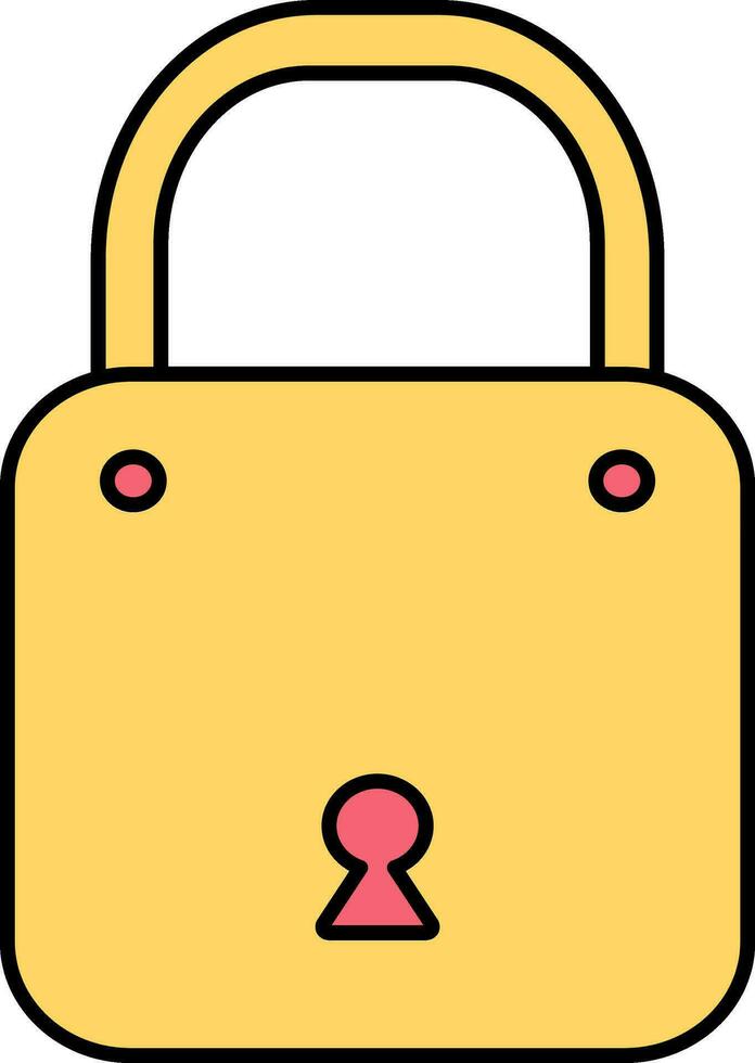 platt ikon av låsa i gul Färg. vektor
