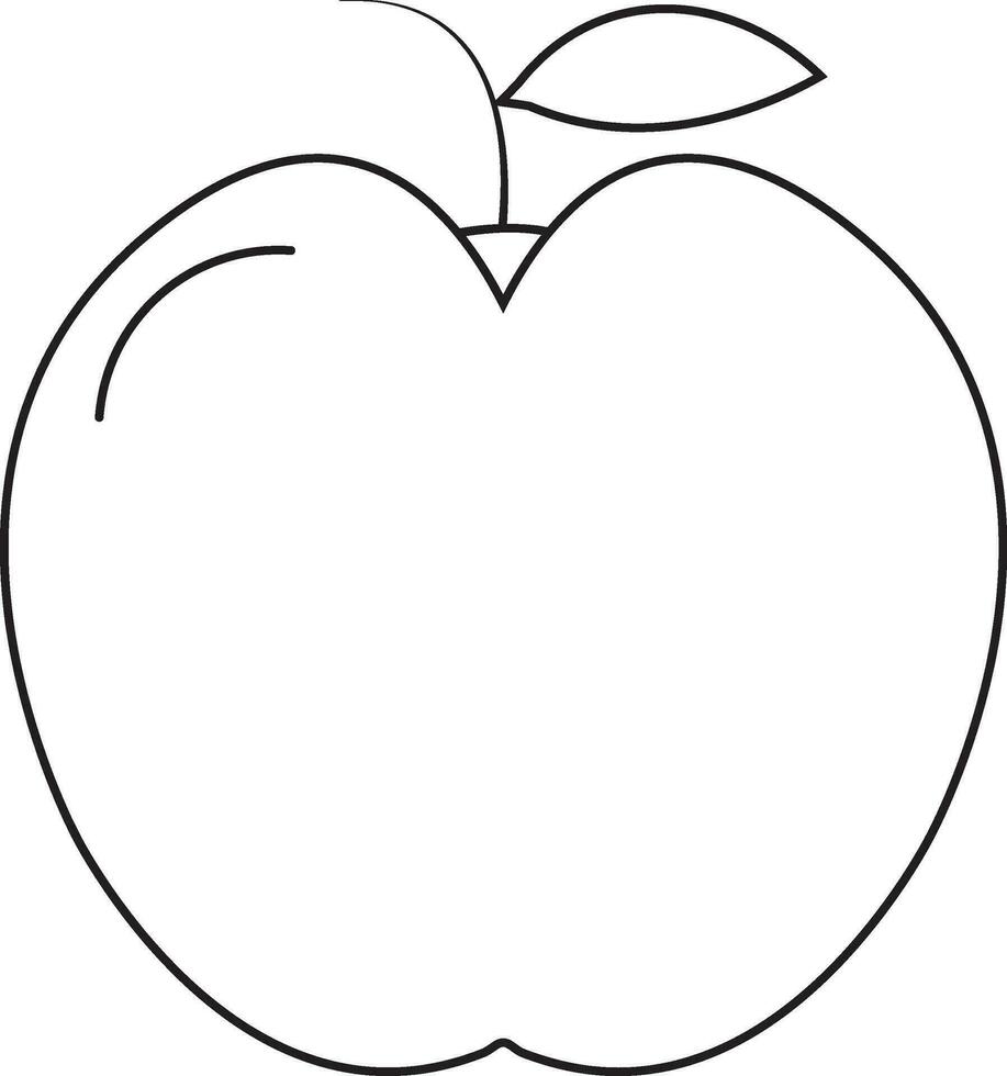 Apfel mit Blatt im schwarz Linie Kunst. vektor