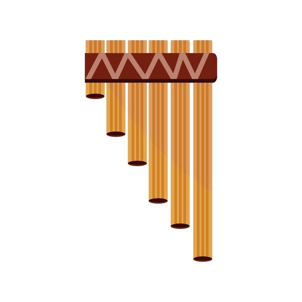 Bambusflötenwindmusikinstrument isolierte Ikone vektor
