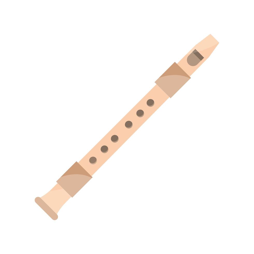 flöjt blås musikinstrument isolerad ikon vektor
