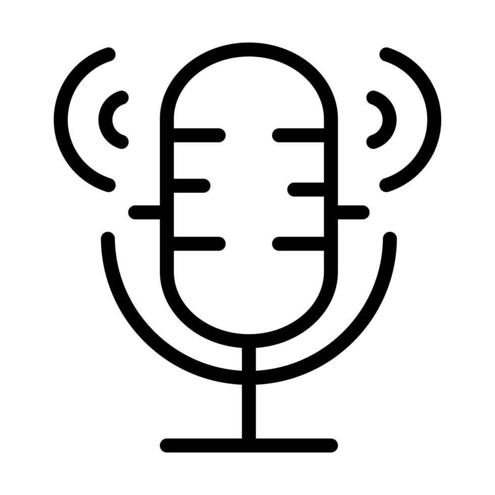 mikrofon radio ljud ljud linje stil ikon vektor