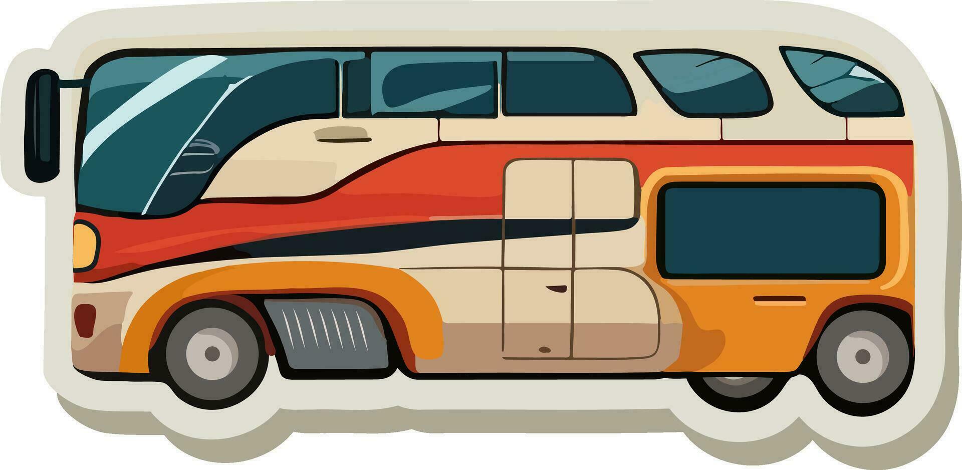 isolerat färgrik elektrisk buss ikon i klistermärke stil. vektor