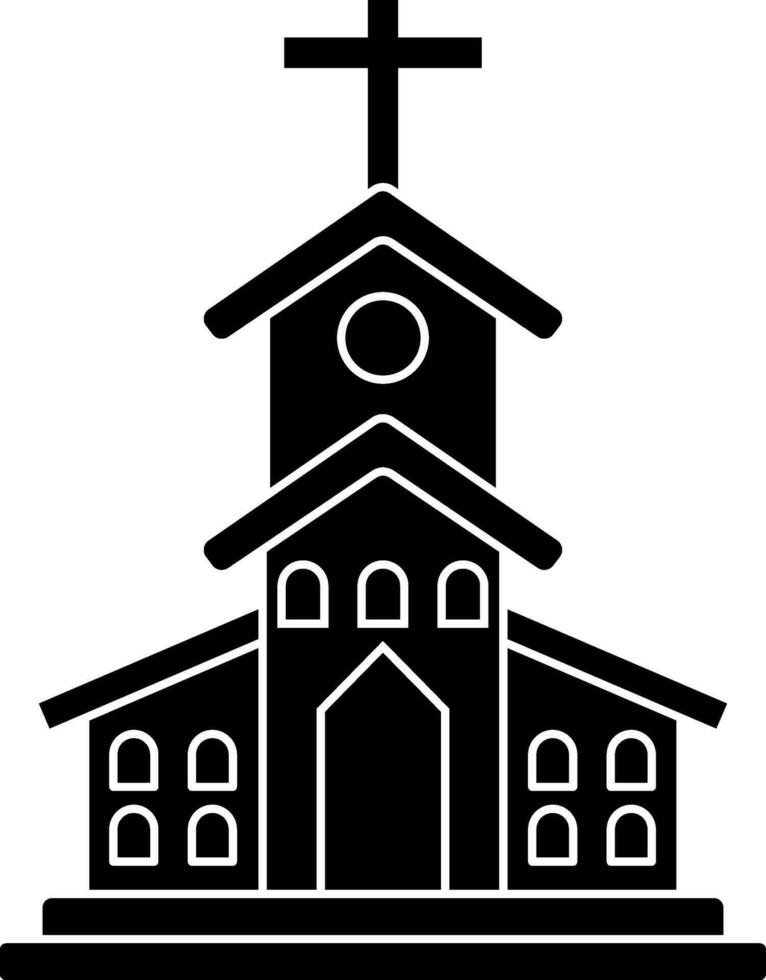 schwarz und Weiß Kirche Symbol im eben Stil. vektor